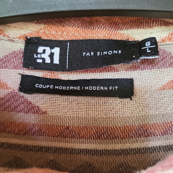 Le 31 by Simons US L long sleeve geometric colorful shirt - Picture 2 of 5